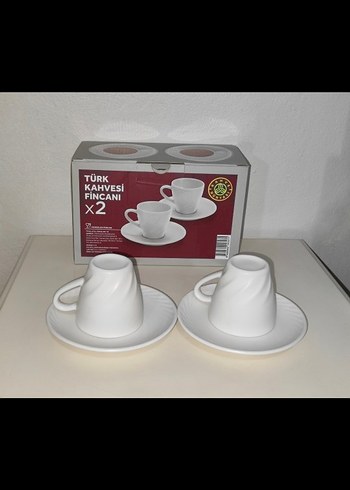 2'li Beyaz Türk Kahvesi Fincanı Seti - Görsel 4