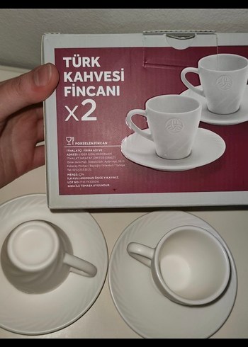2'li Beyaz Türk Kahvesi Fincanı Seti - Görsel 2