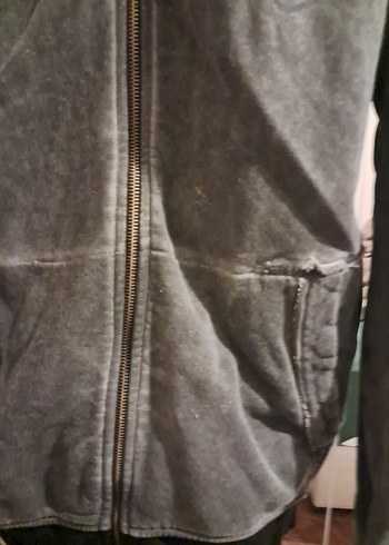 Diğer Gri Erkek Yüksek Yakalı Fermuarlı Sweatshirt