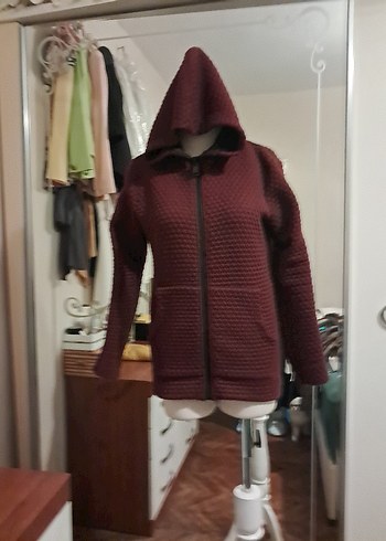 Bordo Kapüşonlu Triko Kadın svit