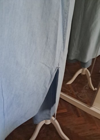 l Beden Düğmeli Uzun Kollu Kot Tunik.pantolonlu