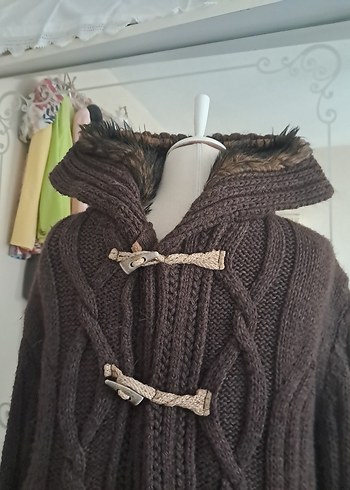 l/xl Beden kahverengi Renk Kahverengi Örgü Kapüşonlu Erkek Kazak