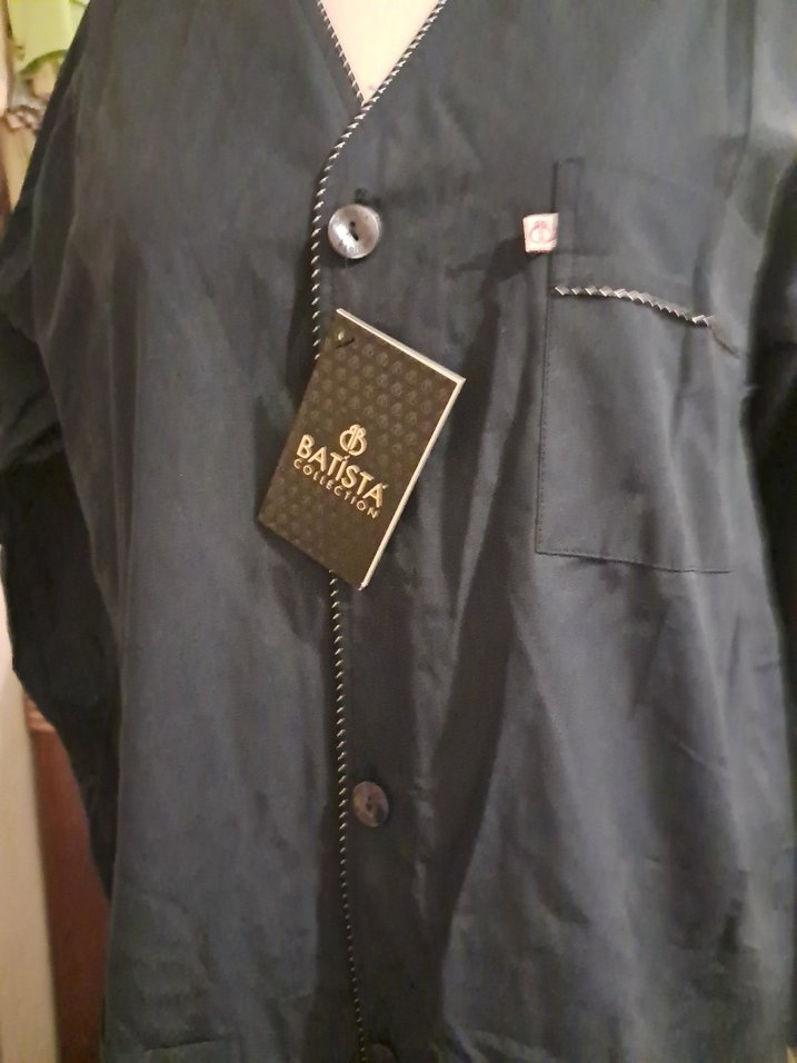 Lacivert Erkek Pijama Takımı, Düğmeli, Uzun Kollu - Görsel 3