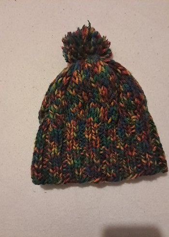 Renkli Kadın Örgü Bere Ponponlu - Görsel 3