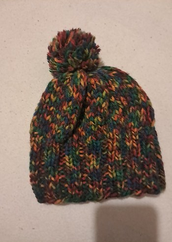 Renkli Kadın Örgü Bere Ponponlu - Görsel 2