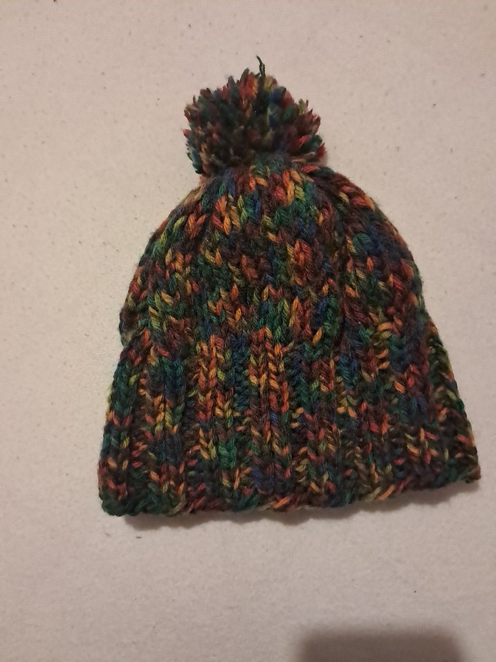 Renkli Kadın Örgü Bere Ponponlu - Görsel 3