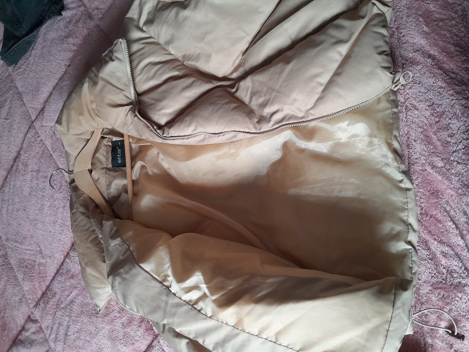 Bej Midi Kadın Mont, Fermuarlı, Rahat Kalıp - Görsel 2