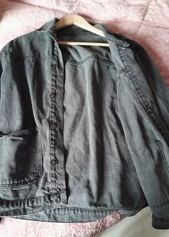 Gri Düğmeli Kadın siyah kot ceket - Görsel 2