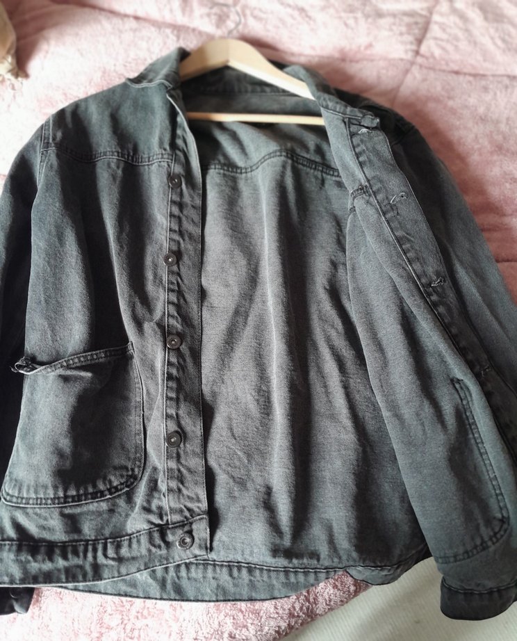 Gri Düğmeli Kadın siyah kot ceket - Görsel 2