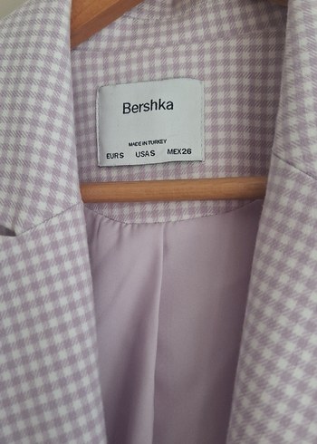 s Beden Mor Ekoseli Midi Kadın Blazer Ceket