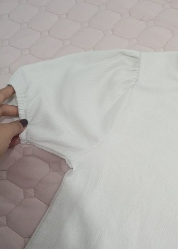 m Beden Kız Çocuk Beyaz Pamuklu Kısa Kollu Tişört