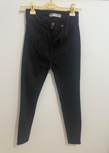36 Beden Siyah Düğmeli Kadın Skinny Kot Pantolon