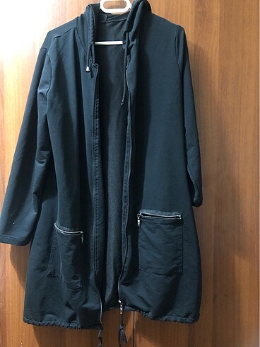 Pamuklu Siyah XXL Uzun Ceket