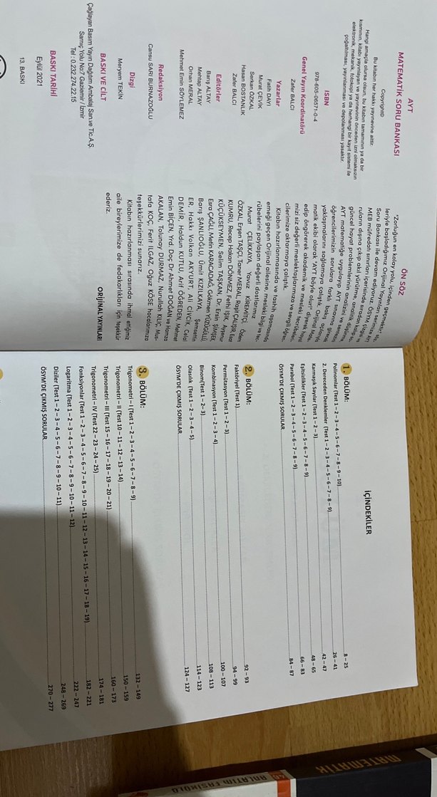 AYT Orijinal Matematik Soru Bankası - Görsel 2