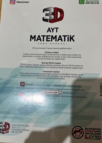 AYT Matematik Soru Bankası 3D Video Çözümlü - Görsel 2