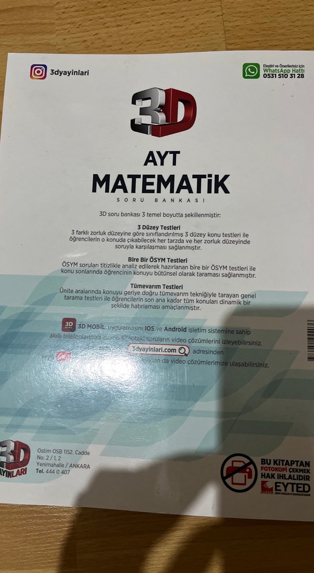 AYT Matematik Soru Bankası 3D Video Çözümlü - Görsel 2