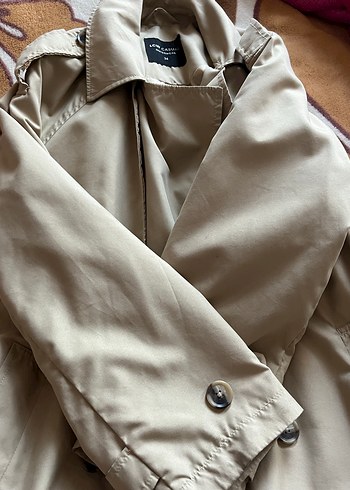 Bej Kadın Trençkot, Düğmeli, Rahat Kesim - Görsel 2
