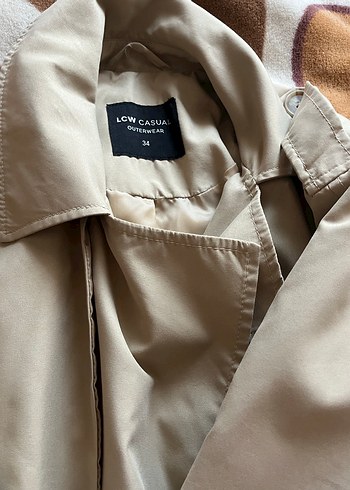 Bej Kadın Trençkot, Düğmeli, Rahat Kesim - Görsel 4