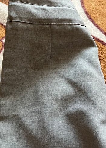 Gri Kemerli Midi Kumaş Kadın Pantolon - Görsel 4