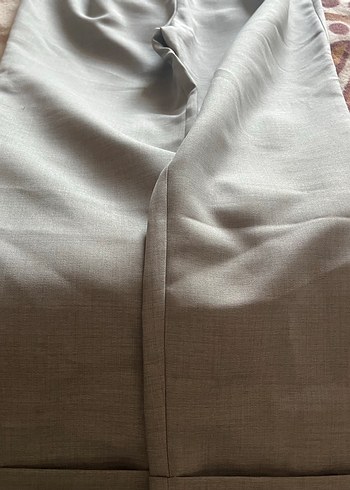 Gri Kemerli Midi Kumaş Kadın Pantolon - Görsel 2