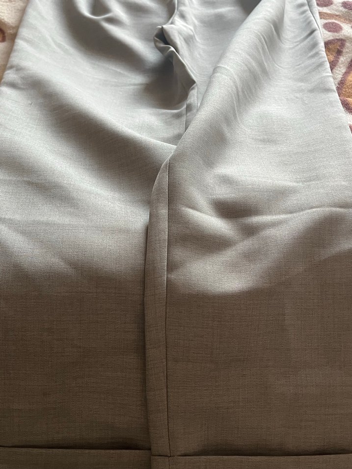 Gri Kemerli Midi Kumaş Kadın Pantolon - Görsel 2