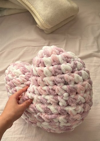 Beden pembe Renk Pembe Örgü Çocuk Yastığı