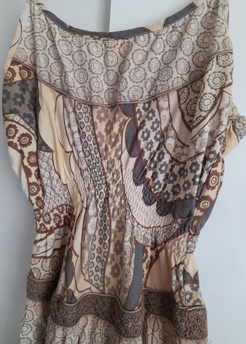 Bej Bohem Uzun Elbise - Görsel 2