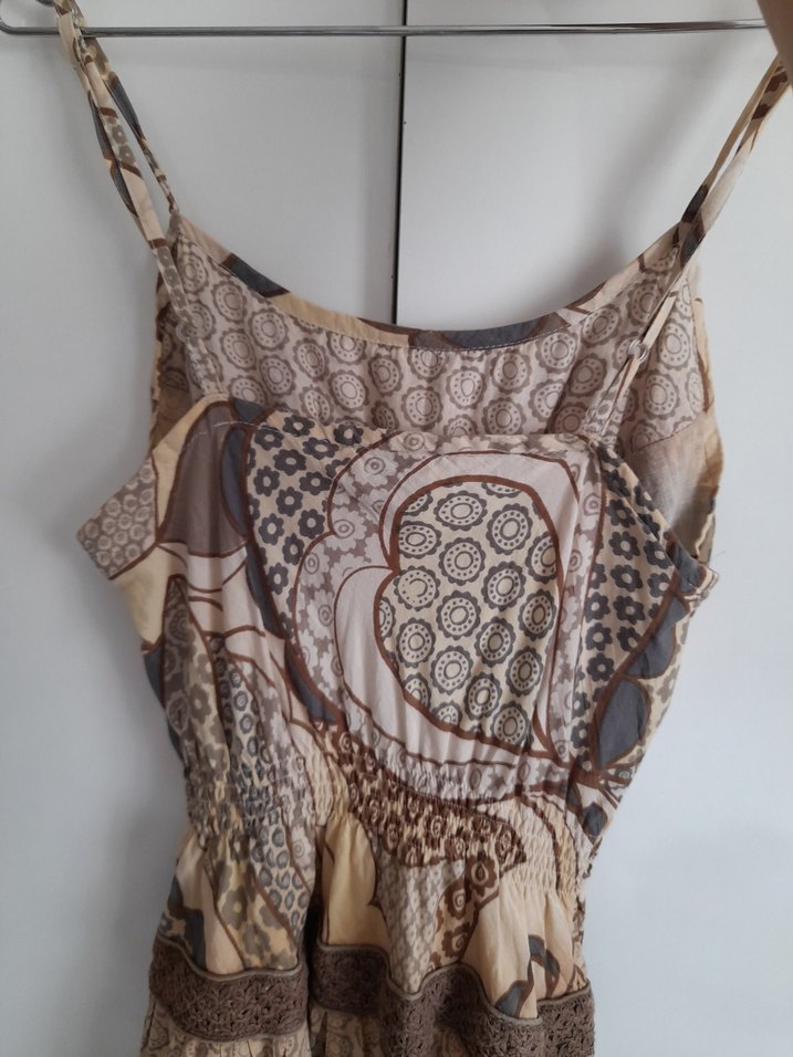 Bej Bohem Uzun Elbise - Görsel 3