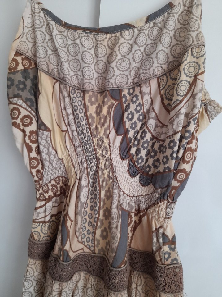 Bej Bohem Uzun Elbise - Görsel 2