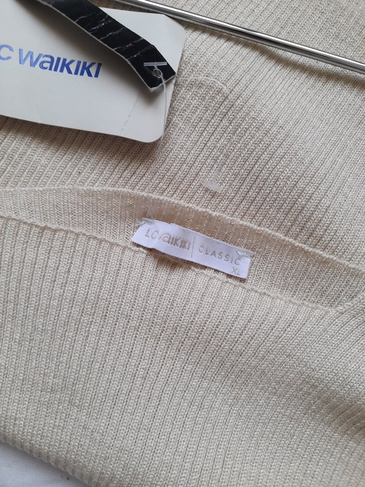 Bej kare Yakalı Örme Kadın Bluz - Görsel 2