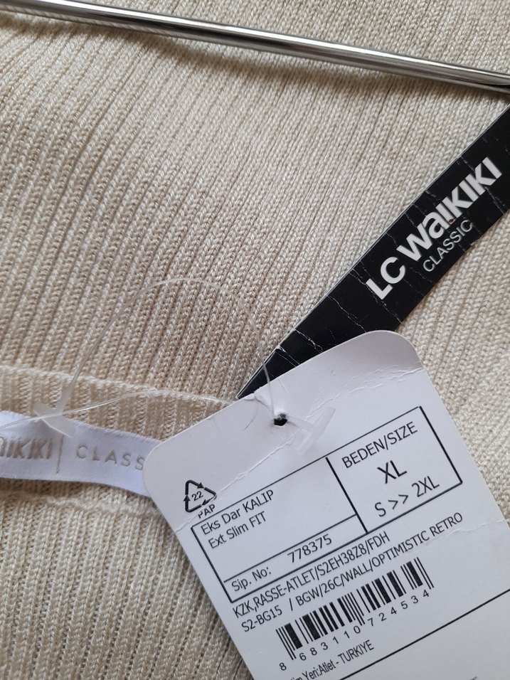 Bej kare Yakalı Örme Kadın Bluz - Görsel 3