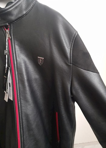 Siyah Deri Ceket, Fermuarlı, Uzun Kollu - Görsel 2