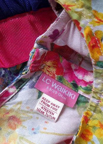 Çiçek Desenli Renkli Kız Elbisesi - Görsel 3