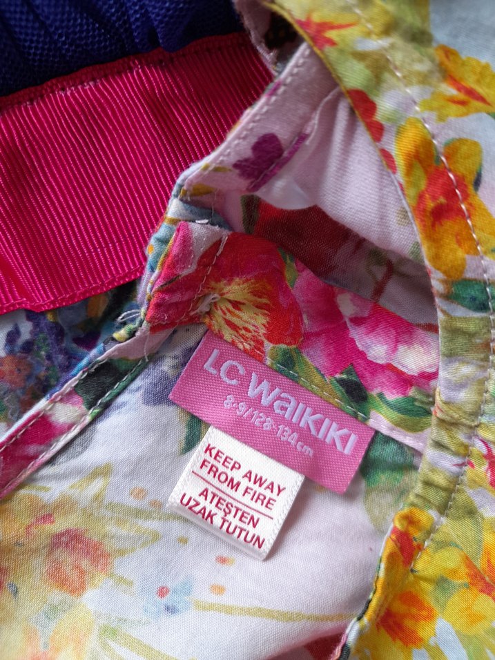 Çiçek Desenli Renkli Kız Elbisesi - Görsel 3