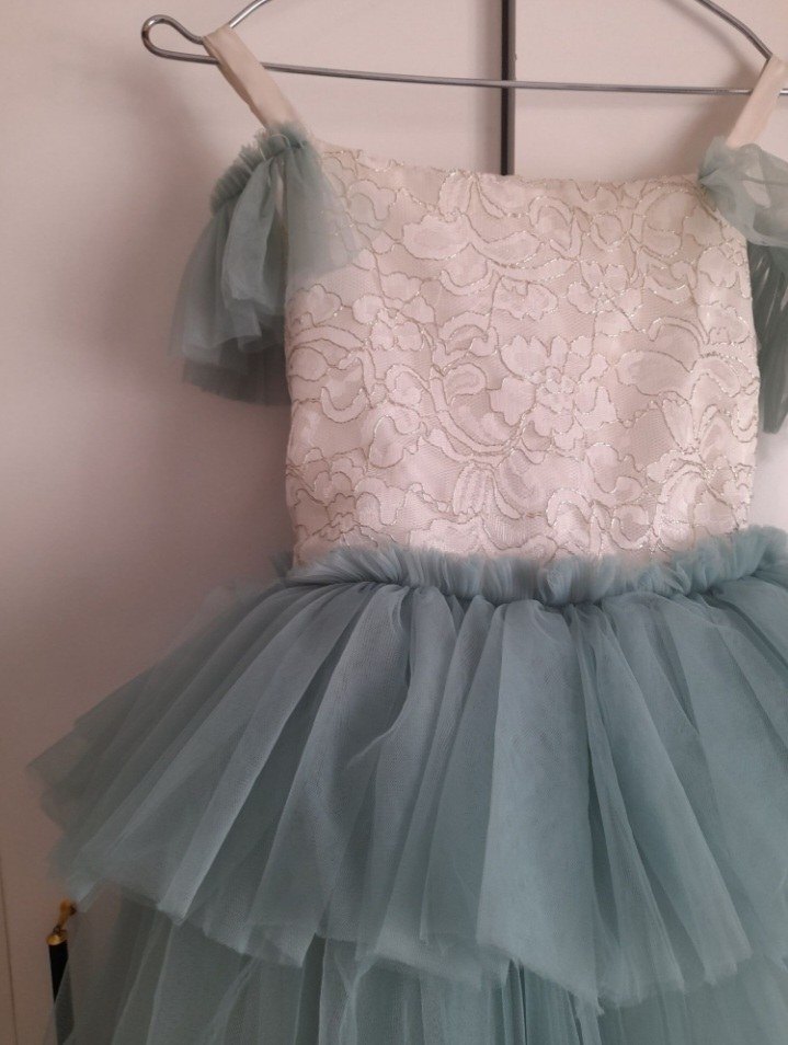 Beyaz İşlemeli Dantel Detaylı Kız Çocuk Elbisesi - Görsel 2