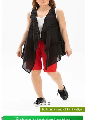 Siyah Nakışlı Kısa Salaş Kadın Yelek - Görsel 3