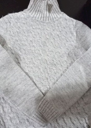 Gri Örgü Balıkçı Yaka Kadın Kazak - Görsel 2