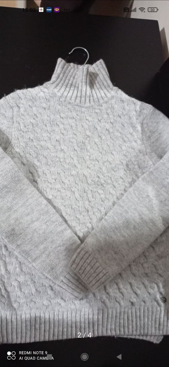 Gri Örgü Balıkçı Yaka Kadın Kazak - Görsel 2