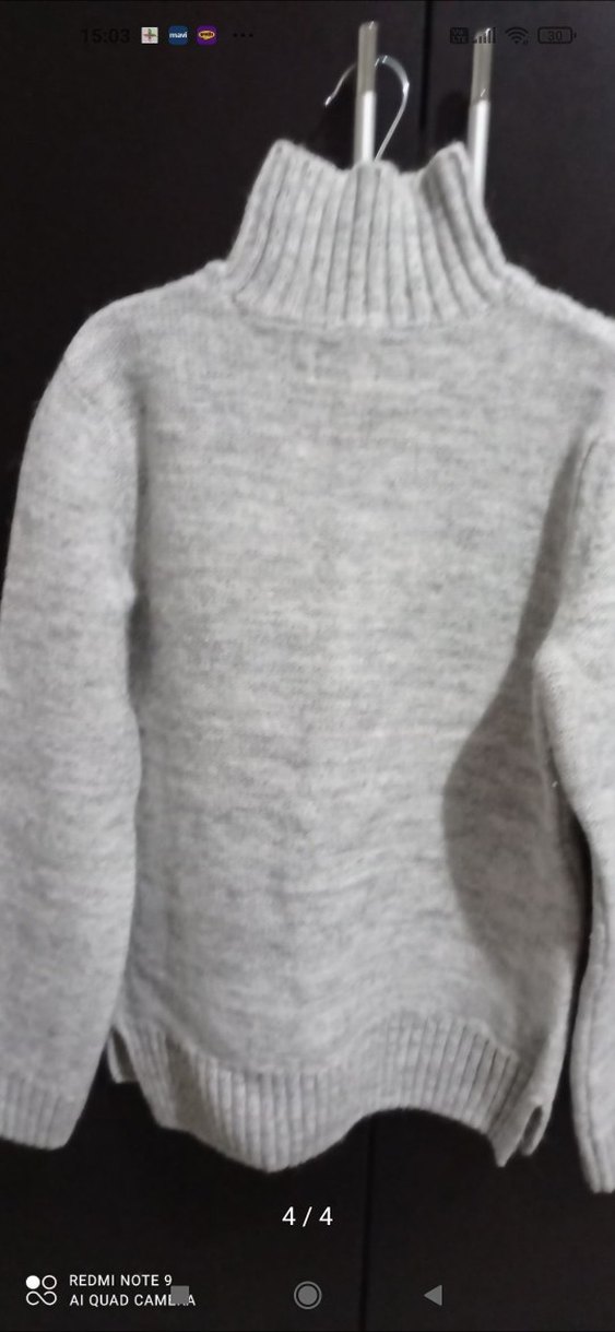 Gri Örgü Balıkçı Yaka Kadın Kazak - Görsel 3