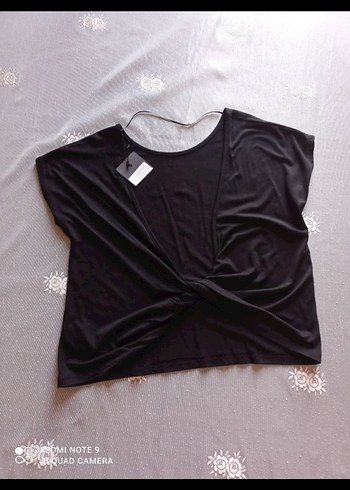 siyah Kadın Kısa Kollu Salaş Tişört - Görsel 2