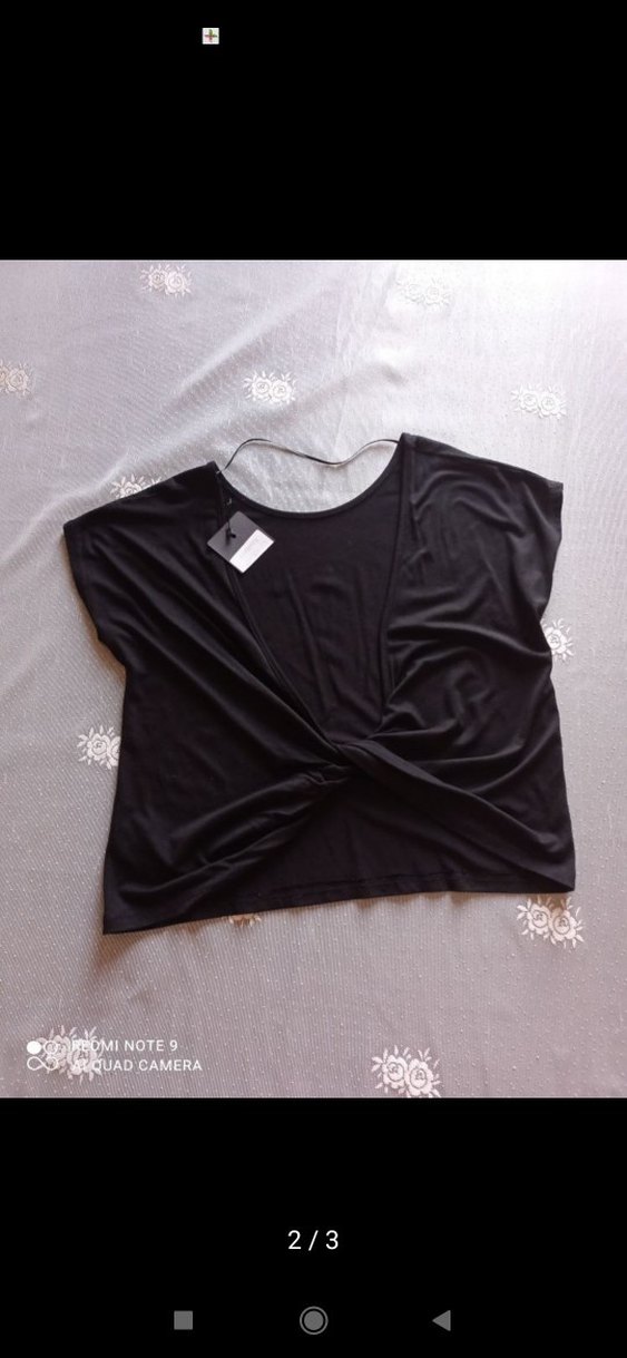 siyah Kadın Kısa Kollu Salaş Tişört - Görsel 2