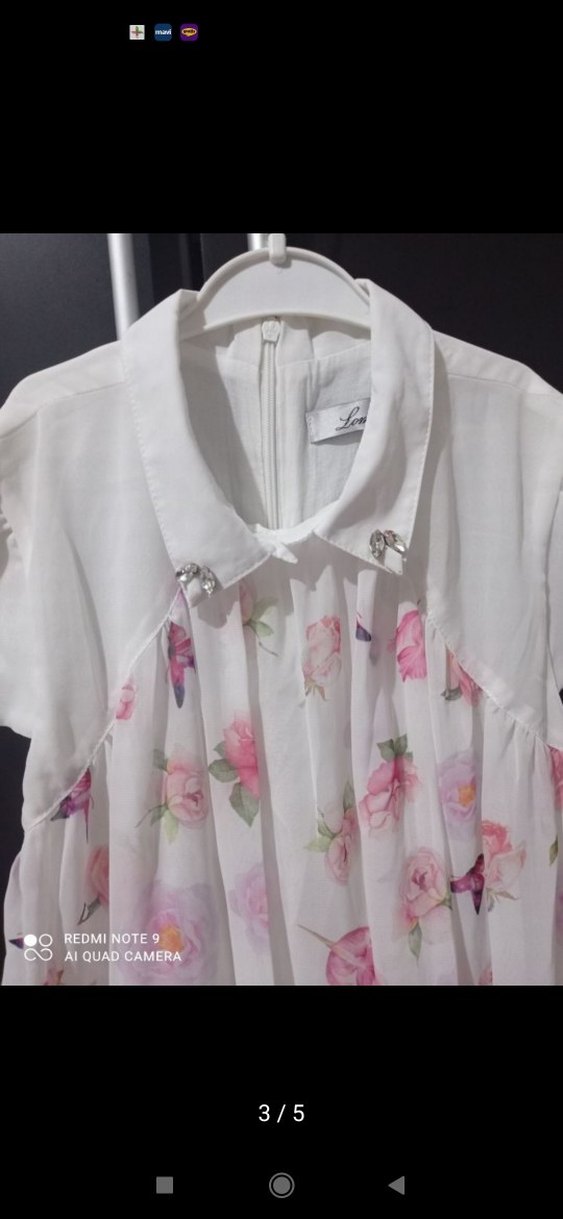 Beyaz Çiçek Desenli Kız Elbisesi - Görsel 3