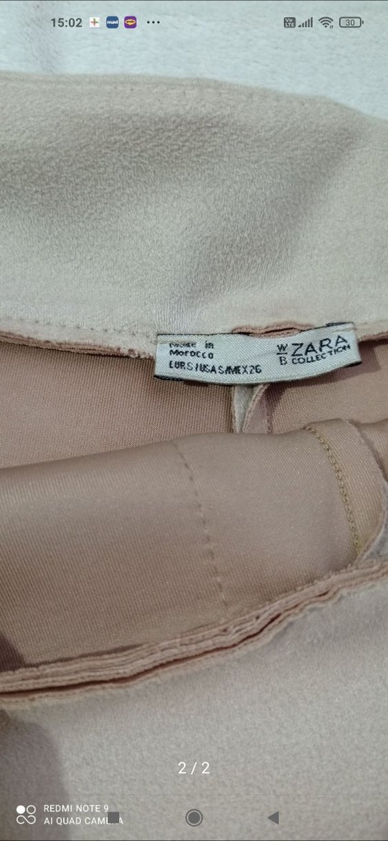 Bej Yüksek Bel Deri Mini Şort - Görsel 2