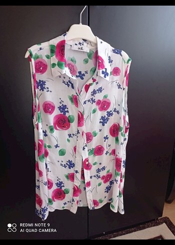 Çiçek Desenli Kolsuz Mini Gömlek - Görsel 2