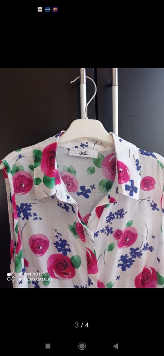 Çiçek Desenli Kolsuz Mini Gömlek - Görsel 3