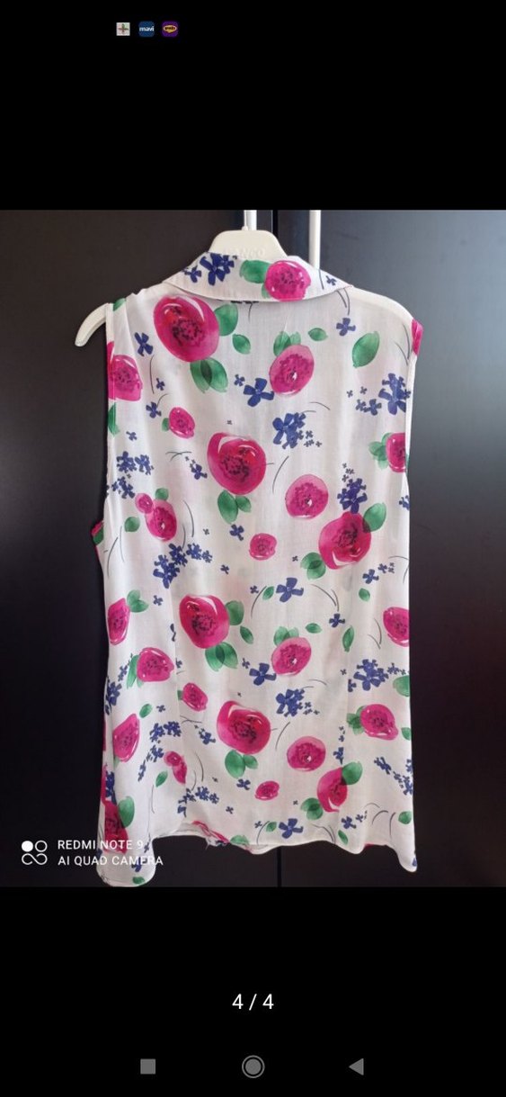 Çiçek Desenli Kolsuz Mini Gömlek - Görsel 4