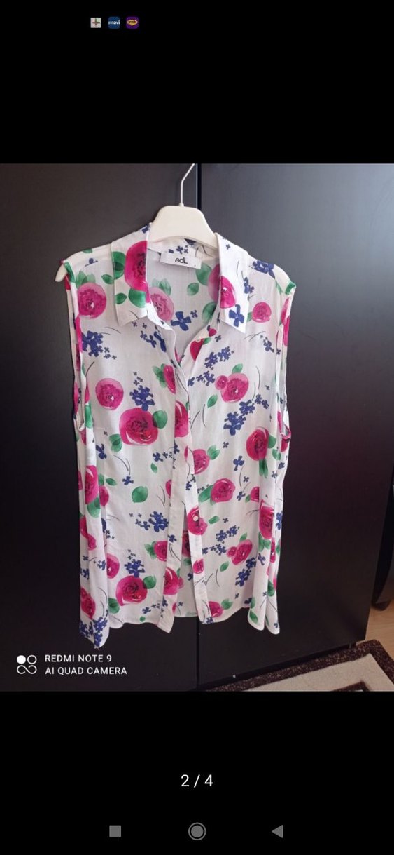 Çiçek Desenli Kolsuz Mini Gömlek - Görsel 2