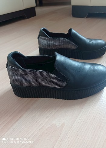 Siyah Platform Topuklu Kadın deri Ayakkabı - Görsel 4