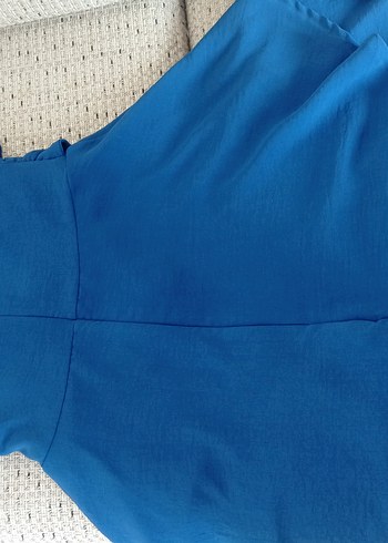 Mavi ip askılı şortlu genç kız elbisesi - Görsel 3