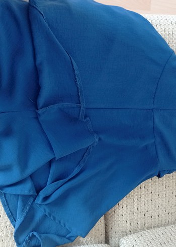 Mavi ip askılı şortlu genç kız elbisesi - Görsel 4